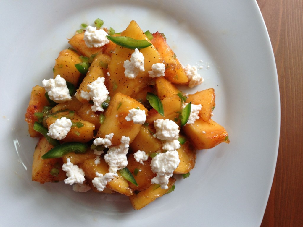 Jalapeño Vanilla Peaches with Buttermilk Cheese