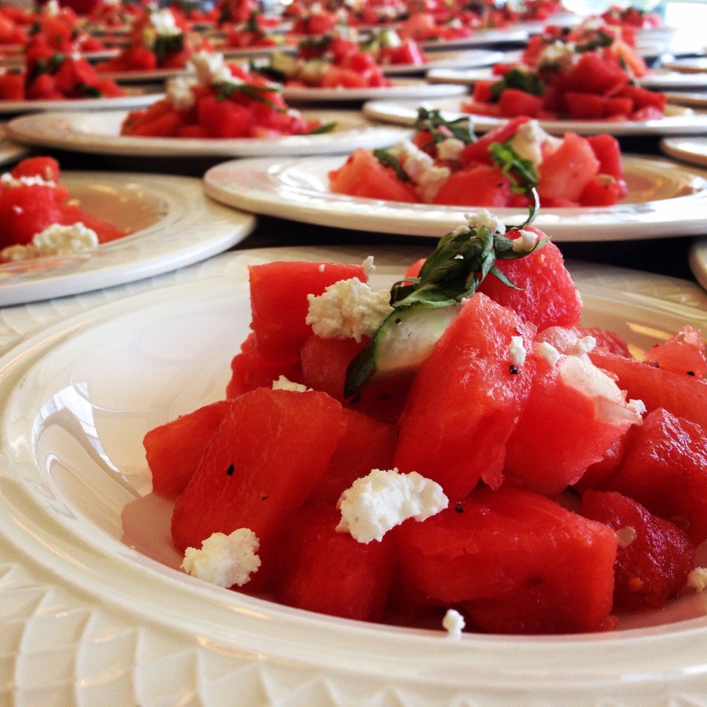 #Watermelon #Salad with feta, cucumbers, and cilantro. #GrilledWatermelonSalad