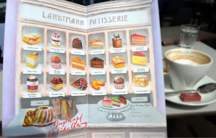 The pastry menu from the famous Cafe Landtmann in Vienna #pastry #travel #vienna #austria 