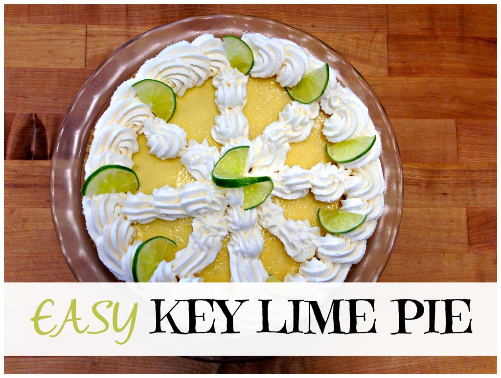 Easy Key Lime Pie Recipe. Bakes in 12 minutes! #Easy #KeyLimePie #Recipe