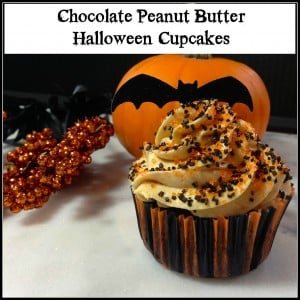 Peanut Butter & Chocolate Halloween Cupcakes #Cupcakes #Halloween #PeanutButter #Chocolate