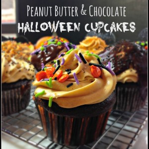 Peanut Butter & Chocolate Cupcakes for Halloween #Cupcakes #Halloween #PeanutButter #Chocolate