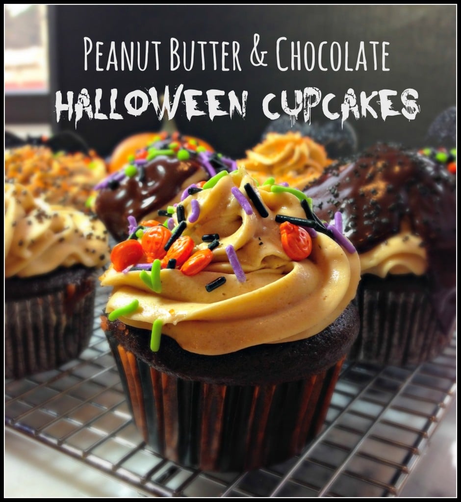 Peanut Butter & Chocolate Cupcakes for Halloween #Cupcakes #Halloween #PeanutButter #Chocolate