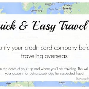 Quick & Easy Travel Tip: Be sure to notify your credit card company before traveling overseas. #travel #abroad #TravelTips