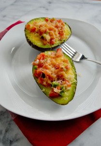 Baked Avocado - Take an avocado, filled it with pico de gallo, top it with shredded cheese and baked until melty and warm. Delicious and healthy!