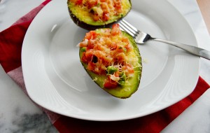 Baked Avocado - Take an avocado, filled it with pico de gallo, top it with shredded cheese and baked until melty and warm. Delicious and healthy!