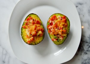 Baked Avocado - Take an avocado, filled it with pico de gallo, top it with shredded cheese and baked until melty and warm. Delicious and healthy!