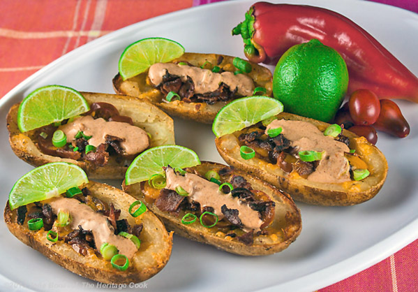 Fully Loaded Green Chile Potato Skins from The Heritage Cook