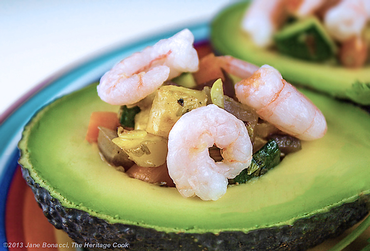 Vegetable and Shrimp Stuffed Avocados | The Heritage Cook