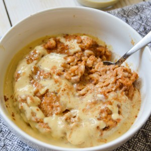 Pumpkin Oatmeal with Maple Pouring Cream | www.thehungrytravelerblog.com