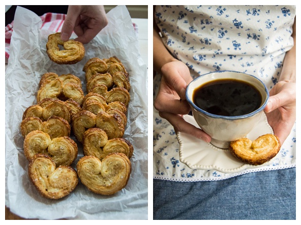 palmiers with hot coffee