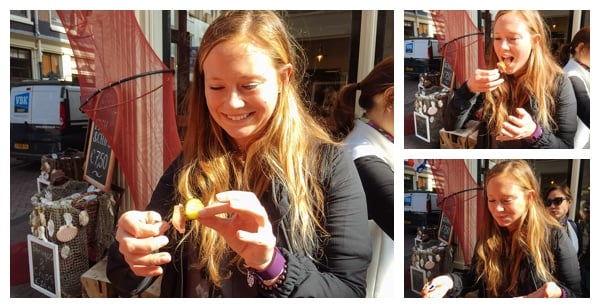 Trying Herring at Vis Plaza Fish Shop | Eating Amsterdam Food Tour - Jordaan Food and Canals Tour