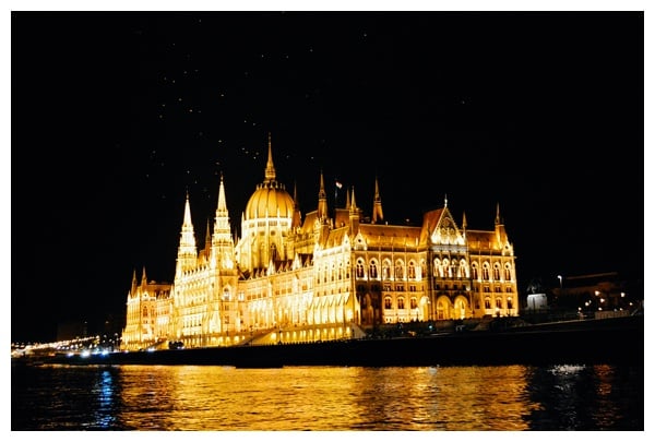 The Parliament at night on the Taste Hungary Budapest Food Tour