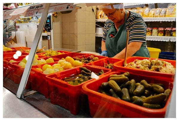 Pickled vegetables on the Taste Hungary Budapest Food Tour