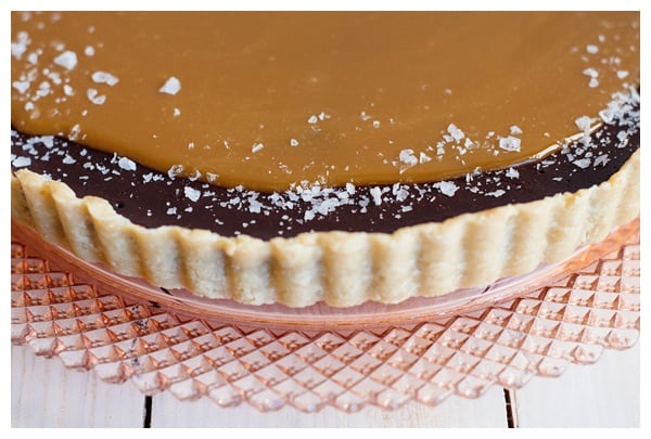 A close up of the crust of the French Salted Caramel Chocolate Tart