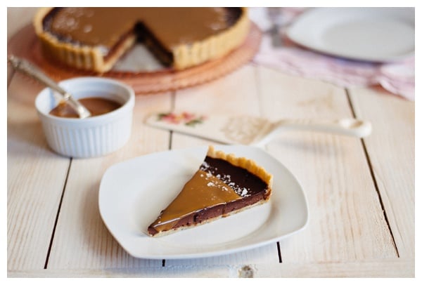 A slice of French Salted Caramel Chocolate Tart