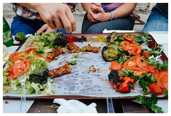 eating the kebab on Istanbul Grand Bazaar Tour