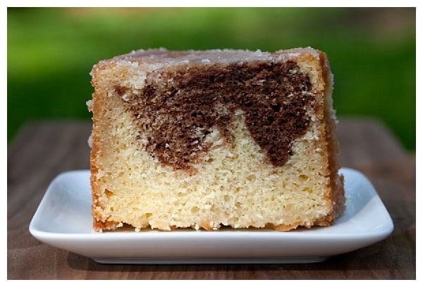 Slice of Marbled Bourbon Pound Cake from Tasting Kentucky | The Hungry Traveler