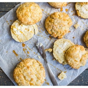 Buttermilk Biscuits -- flaky, buttery, and delicious! This versatile recipe is good for everything from biscuits and gravy to strawberry shortcake.