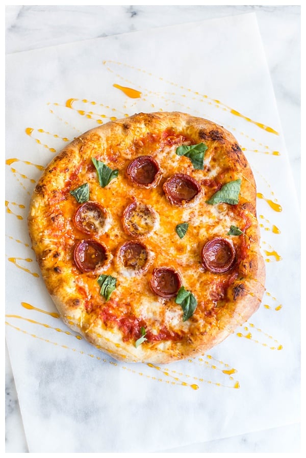 Hot Honey and Soppressata Pizza is an unexpected but perfect twist on a traditional pizza. Sweet, spicy and completely mind-blowing! 