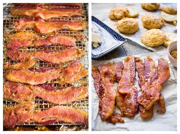 Sweet and Spicy Bacon inspired by the famous Chronic Bacon at Nashville's Biscuit Love. A rub of brown sugar, cayenne pepper & spices make this bacon sweet, spicy & smokey.