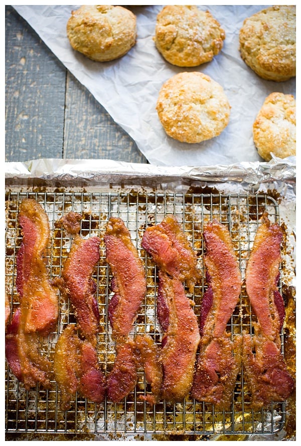 Sweet and Spicy Bacon inspired by the famous Chronic Bacon at Nashville's Biscuit Love. A rub of brown sugar, cayenne pepper & spices make this bacon sweet, spicy & smokey.