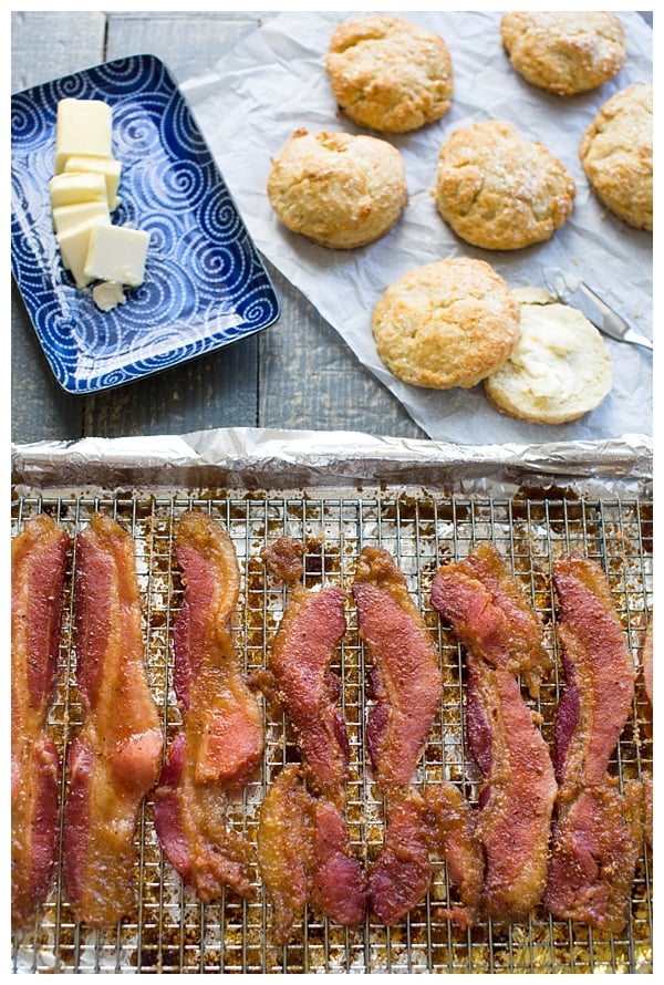 Sweet and Spicy Bacon inspired by the famous Chronic Bacon at Nashville's Biscuit Love. A rub of brown sugar, cayenne pepper & spices make this bacon sweet, spicy & smokey.