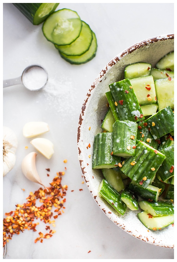 Cucumber Salad with Garlic is an easy side dish that can be thrown together with just a few ingredients. It's flavorful and healthy and can be dressed up or down for any occasion. 