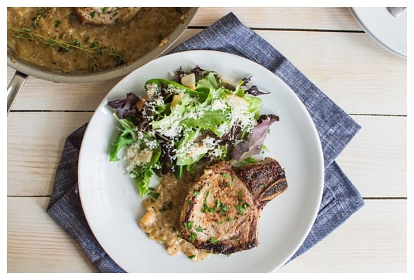 Apple Cider Marinated Pork Chops with Apple Pan Sauce -- Pork chops marinated in apple cider, seared and roasted & finished with a creamy apple pan sauce.