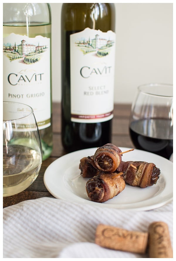 Bacon-Wrapped Dates -- Dates are stuffed with Manchego cheese and slivered almonds, then wrapped in bacon and drizzled with honey. Perfect party appetizer! 