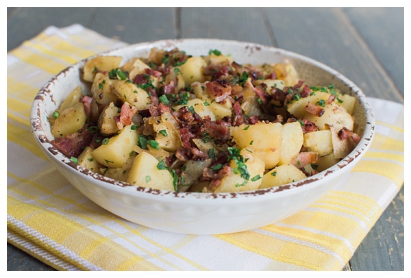 German Potato Salad is a sweet and sour potato salad with bacon, onion and fresh herbs. It's best served warm or at room temperature. 